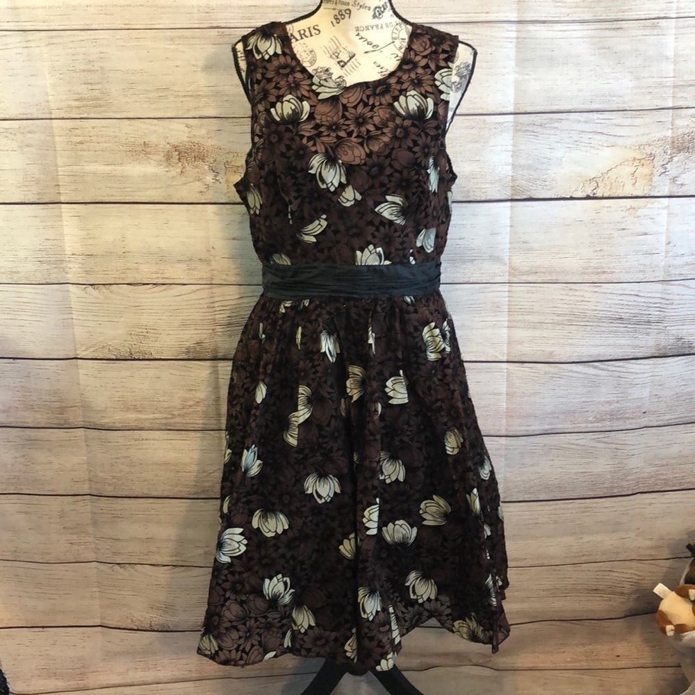 Frock! By Tracy Reese Silk Tea Dress Floral Crinoline Petticoat Chrysanthemum